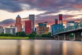 Portland, Oregon, USA Skyline on the Willamette River Royalty Free Stock Photo