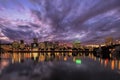 Portland Oregon Waterfront Skyline After Sunset Royalty Free Stock Photo