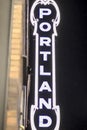 Portland sign in downtown city center