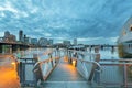 Portland Skyline along Willamette River by the Pier