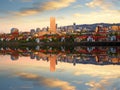 Portland skyline and reflection, twilight Royalty Free Stock Photo