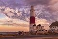 Portland, United Kingdom - 18 July 2020: Amazing capture of Portland Lighthouse with beautiful sky cloud cast during