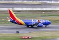 Southwest Airlines Boeing 737-800 departing from Portland International Airport PDX Royalty Free Stock Photo