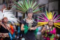 Females in aztec traditional costumes