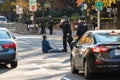 Elderly protester sitting on the street