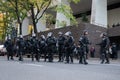 Police in heavy riot gear during protest Royalty Free Stock Photo