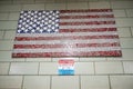 Mosaic of american flag on a wall
