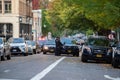 Multiple police cars at the crime scene