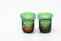 Two berry yogurts next to each other Royalty Free Stock Photo