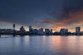 Portland Waterfront City Skyline at Sunset Royalty Free Stock Photo