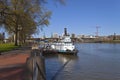 Portland waterfront steamboat and city view.