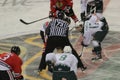 Portland Winterhawks and Everett Silvertips faceoff Royalty Free Stock Photo