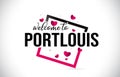PortLouis Welcome To Word Text with Handwritten Font and Red Hearts Square Royalty Free Stock Photo