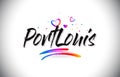 PortLouis Welcome To Word Text with Love Hearts and Creative Handwritten Font Design Vector