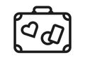 Portmanteau suitcase baggage with tags vector icon