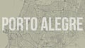 Porto Alegre map city poster, horizontal background vector map with opacity title. Municipality area street map. Widescreen
