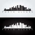 Porto Alegre skyline and landmarks silhouette