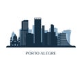 Porto Alegre skyline, monochrome silhouette.