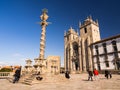 Porto Cathedral square with Pillory column in historical center