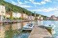 Porto Ceresio, is delicious Italian town on Lake Lugano-Ceresio.. Royalty Free Stock Photo