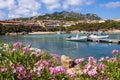 Porto Cervo, Sardinia, Italy - Panoramic view of luxury yacht port, marina and residences of Porto Cervo resort at the Costa Royalty Free Stock Photo