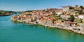 Porto city and Douro river seen from Don Luis I bridge, Portugal