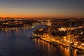 Porto city of portugal view from dom luis bridge at night cityscape Royalty Free Stock Photo