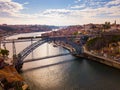 Porto city view with Douro river and Dom Luis I bridge, Portugal Royalty Free Stock Photo