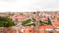 Porto cityscape with famous bell tower of Clerigos Church, Portugal aerial view, 17 july 2017