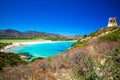 Porto Giunco beach, Villasimius, Sardinia, Italy. Sardinia is the second largest island in the Mediterranean Sea Royalty Free Stock Photo