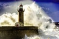 Porto lighthouse hit by huge gigantic waves