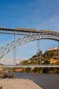 Porto metro train on Dom Luis I bridge