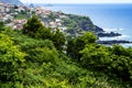 Porto Moniz on the North West Coast where the Mountains in the north of the Island of Madeira meet the Atlantic Ocean Royalty Free Stock Photo