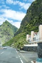 Porto Moniz on the North West Coast where the Mountains in the north of the Island of Madeira meet the Atlantic Ocean Royalty Free Stock Photo