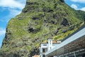 Porto Moniz on the North West Coast where the Mountains in the north of the Island of Madeira meet the Atlantic Ocean Royalty Free Stock Photo