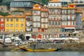 Porto. Multicolored houses on the waterfront of the Douro River.