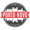 Porto-Novo, Benin Round Travel Stamp. Icon Skyline City Design. Seal Tourism Vector Badge Illustration.