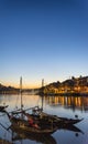 Porto old town and douro riverside in portugal at night Royalty Free Stock Photo