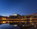 Porto old town and landmark bridge in portugal at night Royalty Free Stock Photo