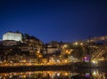Porto old town and landmark bridge in portugal at night Royalty Free Stock Photo