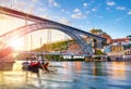 Porto, Portugal. Evening sunset with bridge Royalty Free Stock Photo