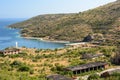 Porto Palermo old naval base and the submarines tunnel. Himare. Vlore county. Albania Royalty Free Stock Photo