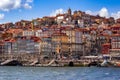 View of Old town skyline from across the Douro River.. Porto. Portugal Royalty Free Stock Photo