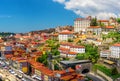 Porto, Portugal beautiful view of old town Oporto from Dom Luis bridge on the Douro Rive Royalty Free Stock Photo