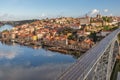 Porto Portugal, city skyline at Ribeira with Douro River and Dom Luis I Bridge Royalty Free Stock Photo