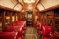 Porto, Portugal - Closeup view of a traditional yellow portuguese tram. Interior of a old famous elevator # 28 Royalty Free Stock Photo