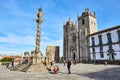 PORTO, PORTUGAL - December 10, 2018: Porto Cathedral facade view, Roman Catholic church, Portugal. Construction around 1110