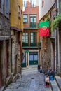 Narrow street in Ribeira area of Porto Royalty Free Stock Photo