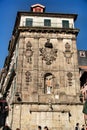 Old and vintage stone facade in Ribeira Square in Porto