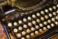 Porto, Portugal - December 2018: top view of a beautiful vintage Underwood typewriter, with a Portuguese keyboard